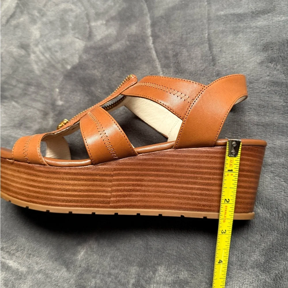 Michael Kors Berkeley Tan Platform Wedge Sandals Size 9.5